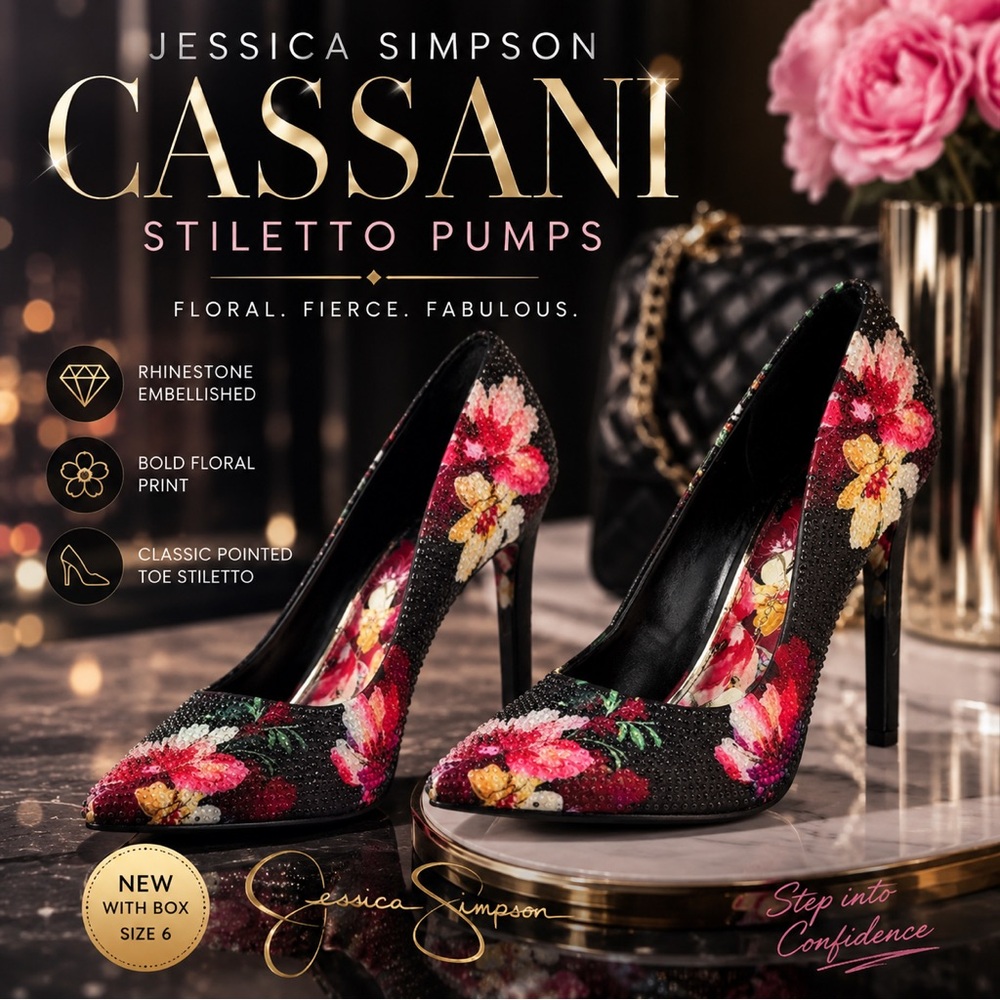 Jessica Simpson New Cassani High Heel Pumps Floral Rhinestone Size 6